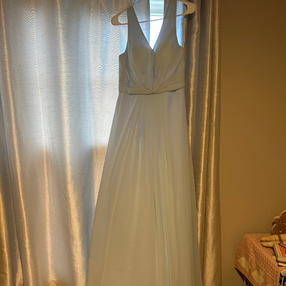Light blue, full length bridesmaid dress